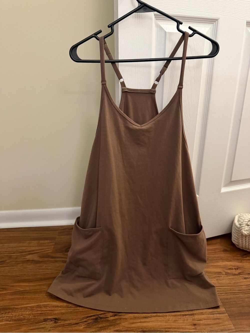 Women’s Brown Pocket Slip Dress - Comfortable Shorts inside